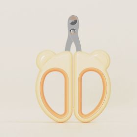 Cat nail clippers, dog nail clippers, cat and dog full nail clippers, double hole small blind clippers, cat and dog universal pet products (colour: yellow)