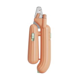 Cactus pet nail clippers, cat nail clippers, dog nail clippers, electric LED blood thread pet products, cross-border (colour: Cactus Purple Lamp Style - Orange)